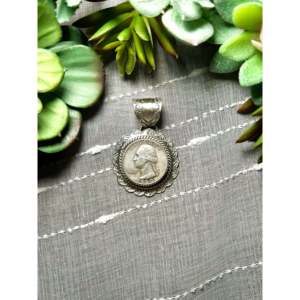 Jeff Largo Handmade Sterling <b>Silver</b> Pendant with Rose Gold Inlay Bezel Setting Rhodium Plated Religious Style <b>Charm</b> - Product Image 1