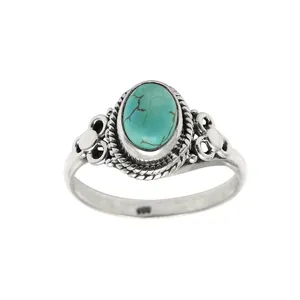 Tibetano turquesa gemstone 925 prata esterlina anel birthstone personalizado handmade por atacado fornecedor indiano bela jóia