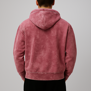 Zipper <b>Hoodie</b> Streetwear Custom Blank 350Gsm <b>Hoodie</b> <b>Pink</b> Sun Faded Acid Wash Boxy Zip <b>Hoodie</b> for <b>Mens</b> and Women - Product Image 2