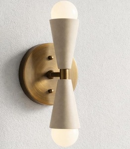 Applique murale moderne en laiton CH avec abat-jour en marbre blanc, luminaire décoratif pour entrée intérieure - Product Image 3