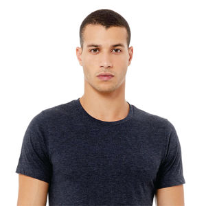 Camiseta de manga corta Unisex OEM Heather Navy 52% Airlume algodón peinado 48% Poly 4,2 oz secado rápido ligero ajuste de gran tamaño - Product Image 4