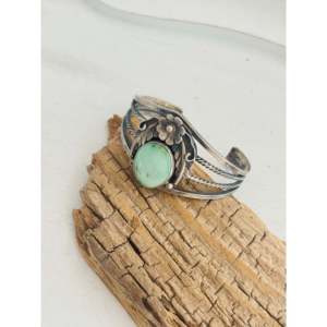 Emerald Valley Turquoise & Sterling <b>Silver</b> <b>Cuff</b> <b>Bracelet</b> Handmade by Navajo Artisans-Cultural Collectible Jewelry - Product Image 3