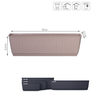 Jardinière suspendue - comprend des crochets de support RATOLLA P, dimensions (mm) 590x154x142, couleur Mocca - Product Image 3