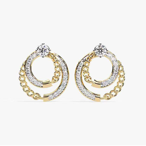 Boucles d'oreilles en argent sterling 925 plaqué or de qualité supérieure avec accents de diamants de laboratoire taille brillant certifiés IGI – Bijoux de mariage tendance - Product Image 2