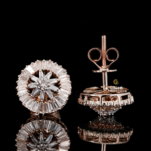 Tapered Baguette Cut VVS Clarity Lab Grown Diamonds 10Kt White Gold Stud Pendientes Unisex Iced Out Hip Hop Style - Product Image 4