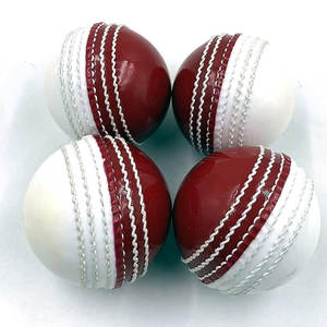 Pelota de críquet roja-blanca con costuras de cuero duro-Escuela de entrenamiento interior y exterior para entrenamiento y entrenamiento - Product Image 3