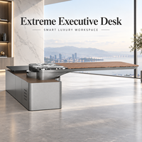 Bureau de direction cantilever de luxe avec gestion intelligente de l'alimentation et conception de bureau assis-debout pour espace de travail de PDG