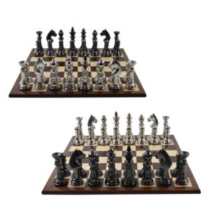 Bright Luxury Design Chess Set With Antique Finishing Design Colored and Polished Combo Table Decors Brain <b>Game</b> Metal Chess <b>Game</b> - Product Image 3