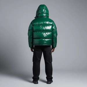 Veste matelassée brillante à capuche personnalisée, veste à bulles d'hiver pour hommes, vêtements chauds multicolores, manteau matelassé brillant - Product Image 6