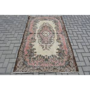 พรมขนแกะสไตล์ตุรกีวินเทจคลาสสิกสีเบจสีชมพู3.9 x 6.6ft พื้นที่ขนาดใหญ่ถักทอสำหรับตกแต่งห้องนั่งเล่นน้ำยาง - Product Image 1