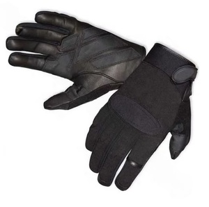 Guantes tácticos de cuero de supervivencia al aire libre negros con guantes de manejo protectores de goma - Product Image 5