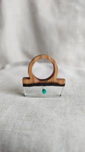 Porte-serviettes en bois et résine fabriqué à la main pour le cadre de table rustique fêtes de mariage hôtel salle à manger élégant Fusion Look - Product Image 3