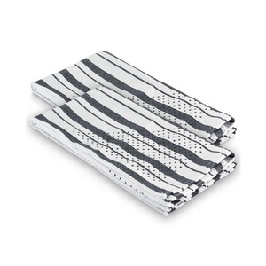 Grey Solid Absorbent Sunshine Ocean Lightweight 100% Soft Cotton Classic Stripe Design GOTS Certificate <b>Kitchen</b> Golf Towel Linen - Product Image 6