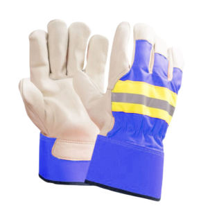 Canadian XL Rigger Guantes Fluorescentes Volver Trabajo Seguridad Industrial Cuero de vaca Revestimiento de grano Forro de algodón Manguito de goma - Product Image 6