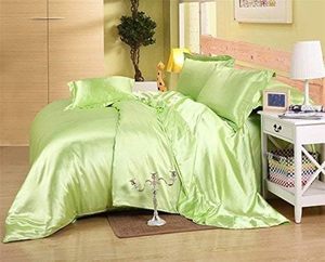 Thanh lịch siêu mềm cao cấp satin <span class=keywords><strong>bedding</strong></span> Set 4 miếng bao gồm Duvet cover được trang bị tấm & gối shams cho khách sạn đầy lụa - Product Image 4