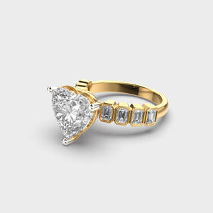 แหวนหมั้นโรแมนติคสีทอง14K แหวนหัวใจสีทองประดับเพชรสีเงินประดับเพชรเม็ดเล็กๆประดับงานแต่งงานงานปาร์ตี้ - Product Image 2