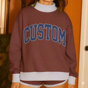 Pull en molleton à col montant oversize pour femme, automne, hiver, coupe décontractée, doux, confortable, élégant, pour tous les jours, avec logo sur le devant - Product Image 5