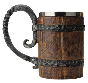 Gobelet à bière Viking fait à la main en bois de chêne brun de haute qualité pour le camping et la sculpture sur bois tasses en bois de qualité supérieure - Product Image 4