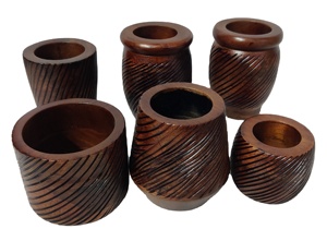 Pots de fleurs modernes pour le salon sculpté à la main ferme brun foncé Vintage vente chaude décoration de mariage indien vases en vrac en bois de manguier - Product Image 2