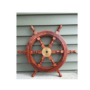 Tenture murale nautique en bois avec corde de roue de bateau d'ancre et art mural de maison côtière rustique à la main de voilier - Product Image 6