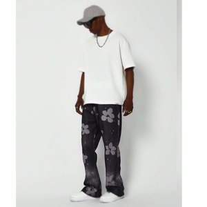 Custom Luxury Fleece Mid Waist Street Flared Heavyweight Drawstring Closure Sweatpants Screen Printed Stacked Flare <b>Joggers</b> - Product Image 6