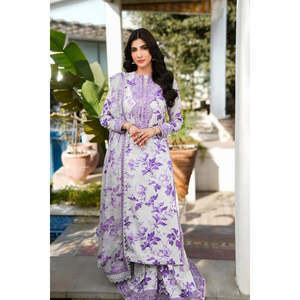 Collection Aneela – Haut pour femme en mousseline de soie, col mandarin, manches longues, respirant, élégant, brodé, TC-1278 - Product Image 1