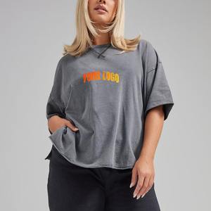 Alta calidad 100% algodón 220 GSM ligero de gran tamaño mujeres camiseta personalizada pantalla impresa Logo Hip Hop mujeres camisetas - Product Image 1