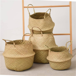 ตะกร้าเก็บของสานมือจากหญ้าทะเล เป็นมิตรกับสิ่งแวดล้อม สีตามสั่ง ทนทาน ใช้งานได้หลากหลาย เหมาะสำหรับสวน ผลิตในเวียดนาม - Product Image 1