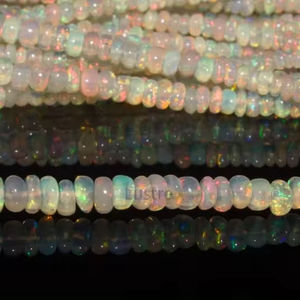 100% naturel éthiopien opale à facettes cristal lisse Rondelle 3-5mm haute couleur jaune fabrication de bijoux faits à la main perles Flashy - Product Image 1