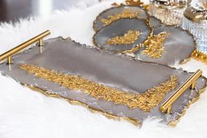 Bandeja de servicio hecha a mano de resina transparente con incrustaciones de pétalos, estilo de fruta, tamaño personalizable/Logotipo para el hogar/decoración de boda-Aaliyan Impex - Product Image 2