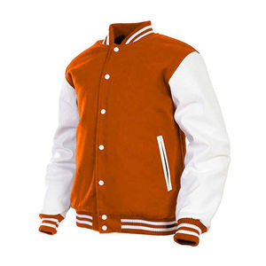 Chaqueta universitaria recortada de poliéster con parche personalizado para hombre, diseño informal holgado de moda con letras para decoración de patrón de invierno - Product Image 1