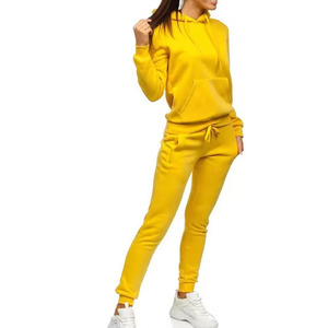 ชุดวอร์มมีฮู้ดสำหรับผู้หญิงสีเหลืองไม่มีลาย - Product Image 6