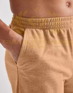 Pantalones cortos transpirables informales de calle alta para hombre, precio al por mayor, cintura elástica con patrón sólido teñido liso, 2024 - Product Image 2