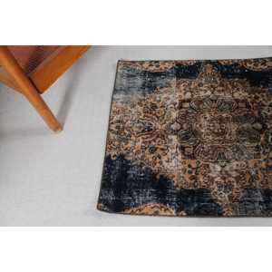 Turkish Small Rug, 2.3x2.4 ft Vintage Rug, <b>Brown</b> <b>Wool</b> Rug - Product Image 3