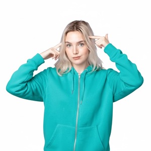 Sudadera con Capucha de Algodón 100% Tejida y Estampada de Moda Urbana para Mujer, Estilo Simple, Ajuste Holgado para Entrenamiento de Invierno con Cremallera Personalizada - Product Image 1