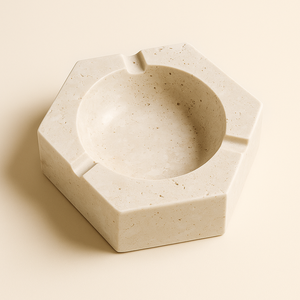 Cendrier octogonal en pierre de qualité supérieure, design moderne sculpté, marbre blanc, artisanal, porte-cigarettes de luxe, décoration tendance, haute qualité - Product Image 3
