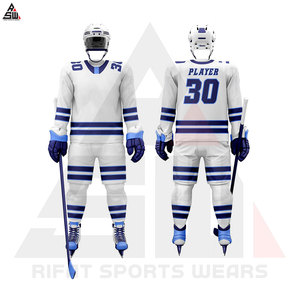 Conjuntos de uniformes de hockey sobre hielo Unisex hechos a medida de alta calidad, logotipo cómodo, Kit de equipo OEM impreso sublimado para adultos 100% - Product Image 3