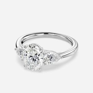 Bague en diamant cultivé en laboratoire ovale IGI Bague en diamant créée en laboratoire en or 14 carats pour mariage et bague de fiançailles ou bande - Product Image 4