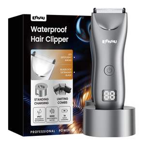 Tondeuse corporelle et pubienne étanche IPX7 pour homme, autonomie 60 min, moteur 6000 tr/min, 5 longueurs réglables avec lumière LED, lame en céramique - Product Image 3