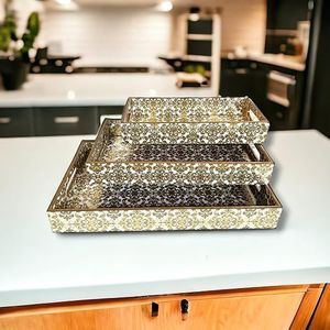 Handcrafted 3-Piece Set Modern Multi-<b>Colour</b> Epoxy Resin Serving Trays Square & <b>Shapes</b> Large Size Gifting Use Decorative Design - Product Image 4