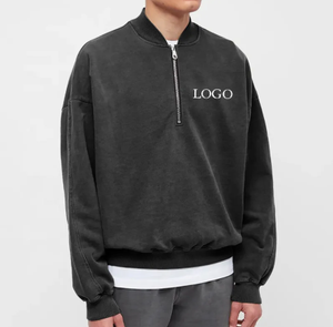 เสื้อมีฮู้ดผ้าฟลีซแบบสวมหัวโอเวอร์ไซส์ผ้าคอตตอนแนวสตรีท - Product Image 1