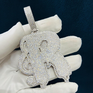 Colgante de Letra del Alfabeto con Incrustaciones de Moissanita, Plata de Ley 925, Estilo Hip Hop de Lujo, Micro Pavé, para Uso Diario, Unisex - Product Image 3
