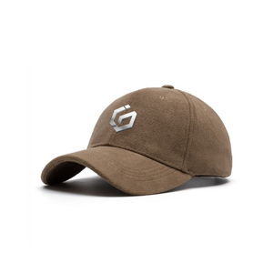 High Quality Suede Structured 6 Panel Baseball Hats Curved Brim Buckle Custom <b>Metal</b> Logo Sport Caps ODM OEM For Men Women Casual - Product Image 3
