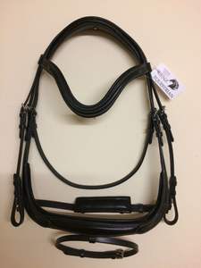 Cheval véritable peau de mouton anatomique snaffle Flash bride détachable néoprène rembourré rênes cuir bride en noir - Product Image 2