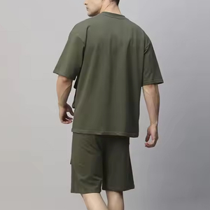 Summer Knitted Multiple <b>Pocket</b> Style <b>Men's</b> <b>T</b>-<b>Shirt</b> and Shorts Sets - Product Image 2