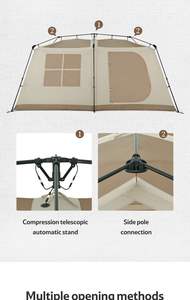 Personalizado China 4 temporada la tente 2 habitaciones tiendas de campaña casa 6 personas impermeable pareja automática familia gran tienda de campaña al aire libre - Product Image 6