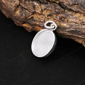 High Quality Handmade 925 Silver 10x14mm Oval Blank Bezel Cup Charm Pendant Setting For DIY Resin Ashes <b>Keepsake</b> Jewelry Finding - Product Image 2
