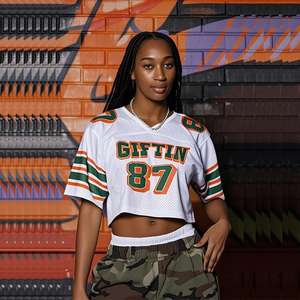 Camiseta de fútbol americano recortada de alta calidad para mujer, Camiseta deportiva con estampado de Club deportivo, camiseta de calle de moda de gran tamaño transpirable - Product Image 1