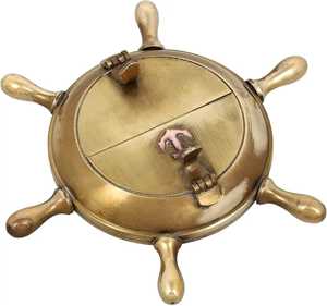 Couvercle de cendrier artisanal en métal fait à la main de conception de roue de navire nautique antique pour l'intérieur et l'extérieur de fumer Durable pour une utilisation décorative - Product Image 2