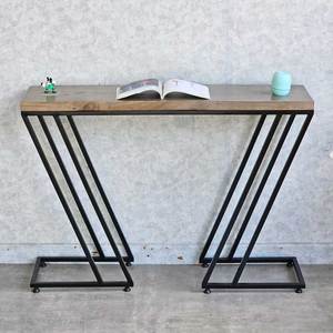 Minimalist <b>Pine</b> Wood & Iron Legs Console <b>Table</b> 120x30x85cm for Living Room Hotel & Bedroom Decor - Product Image 3